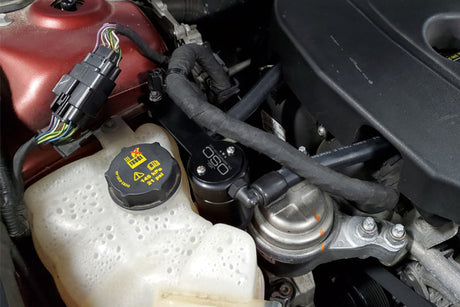 J&L 13-19 Ford Fusion 1.5L EcoBoost Oil Separator 3.0 Passenger Side - Black Anodized 3039P-B