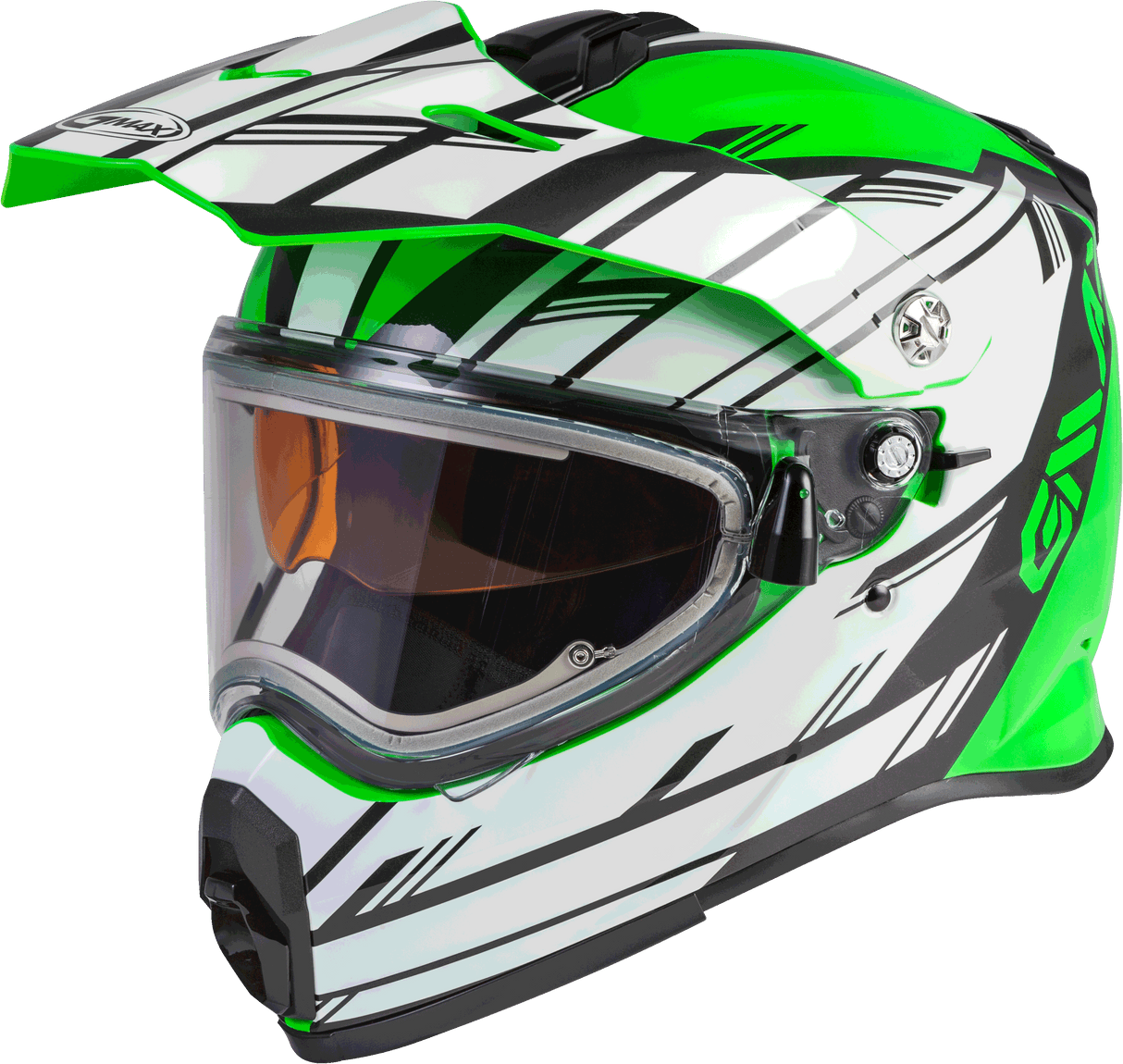 GMAX At-21s Epic Snow Helmet W/Elec Shield Green/White/Black 2x G4211058