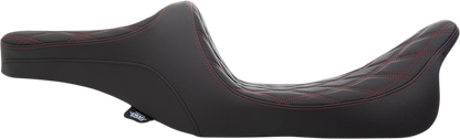 DRAG SPECIALTIES Predator III 2-Up Seat - Double Diamond - Red Thread FIT 99-07 FLHR,06-07 FLHX 0801-1310