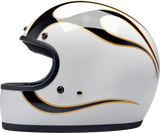 BILTWELL Gringo Helmet - Flames - White/Black - XS 1002-561-501