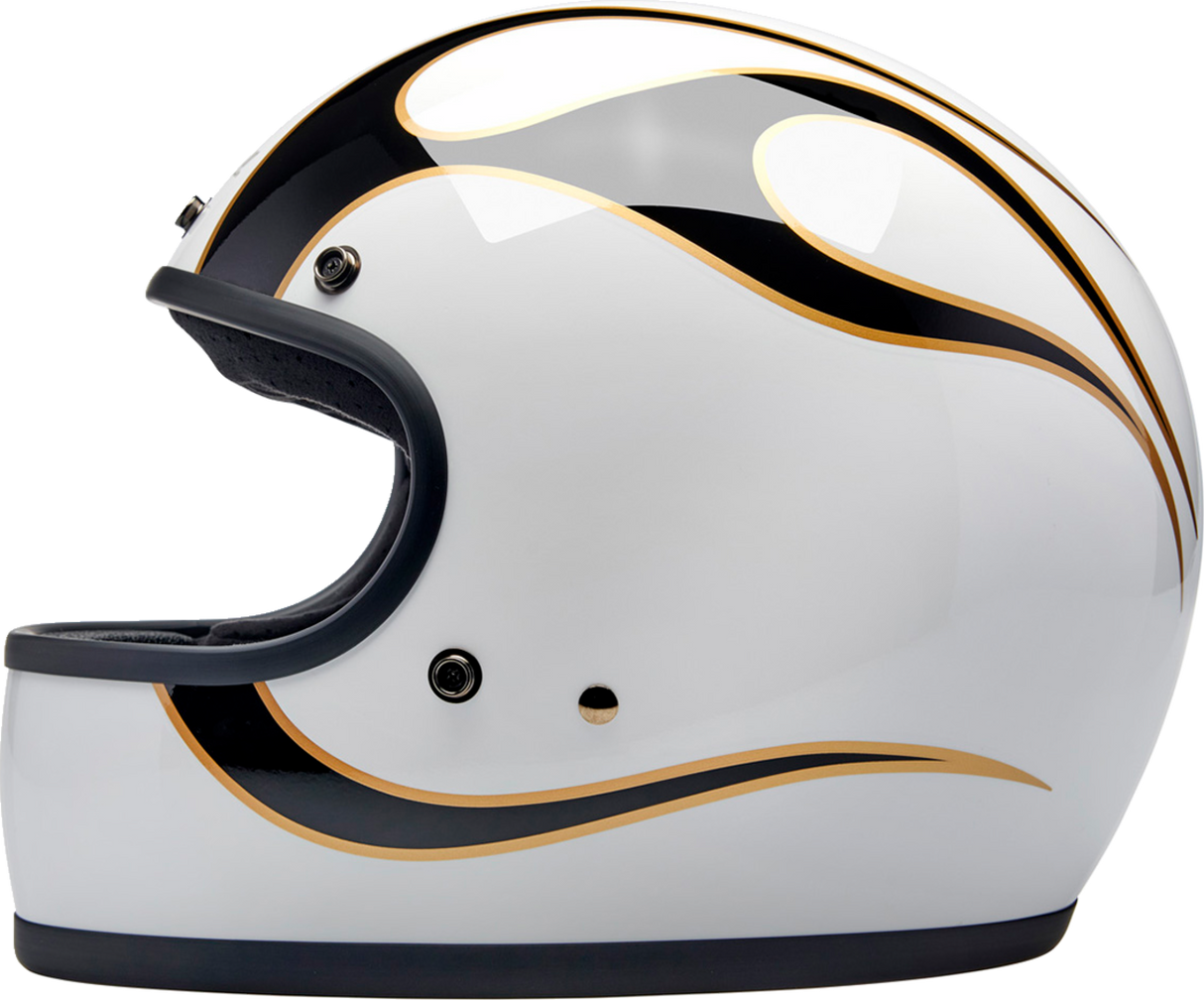 BILTWELL Gringo Helmet - Flames - White/Black - Medium 1002-561-503