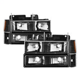 Xtune Chevy Suburban 94-98 Headlights w/ Corner & Parking Lights 8pcs Black HD-JH-CCK88-AM-BK-SET 5072221