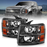 ANZO 2007-2013 Chevrolet Silverado Crystal Headlights Black 111393