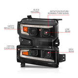 ANZO 19-22 Chevrolet Silverado 1500 LED Proj HL w/Lgt Bar SwBk Seq. Blk w/In. Light - Passenger Side 111566-R