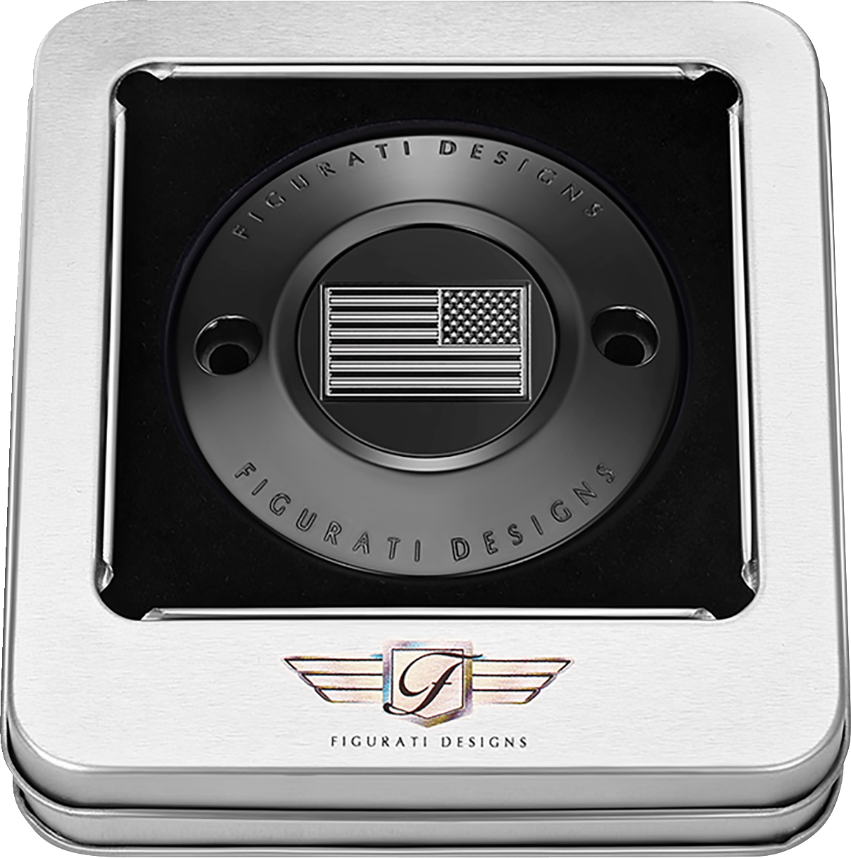 FIGURATI DESIGNS Timing Cover - 2 Hole - American - Contrast Cut - Black FD26R-TC-2H-BLK