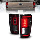 ANZO 21-23 Ford F-150 LED Taillights Seq. Signal w/BLIS Cover - Smoke Blk (For Factory Halogen ONLY) 311476