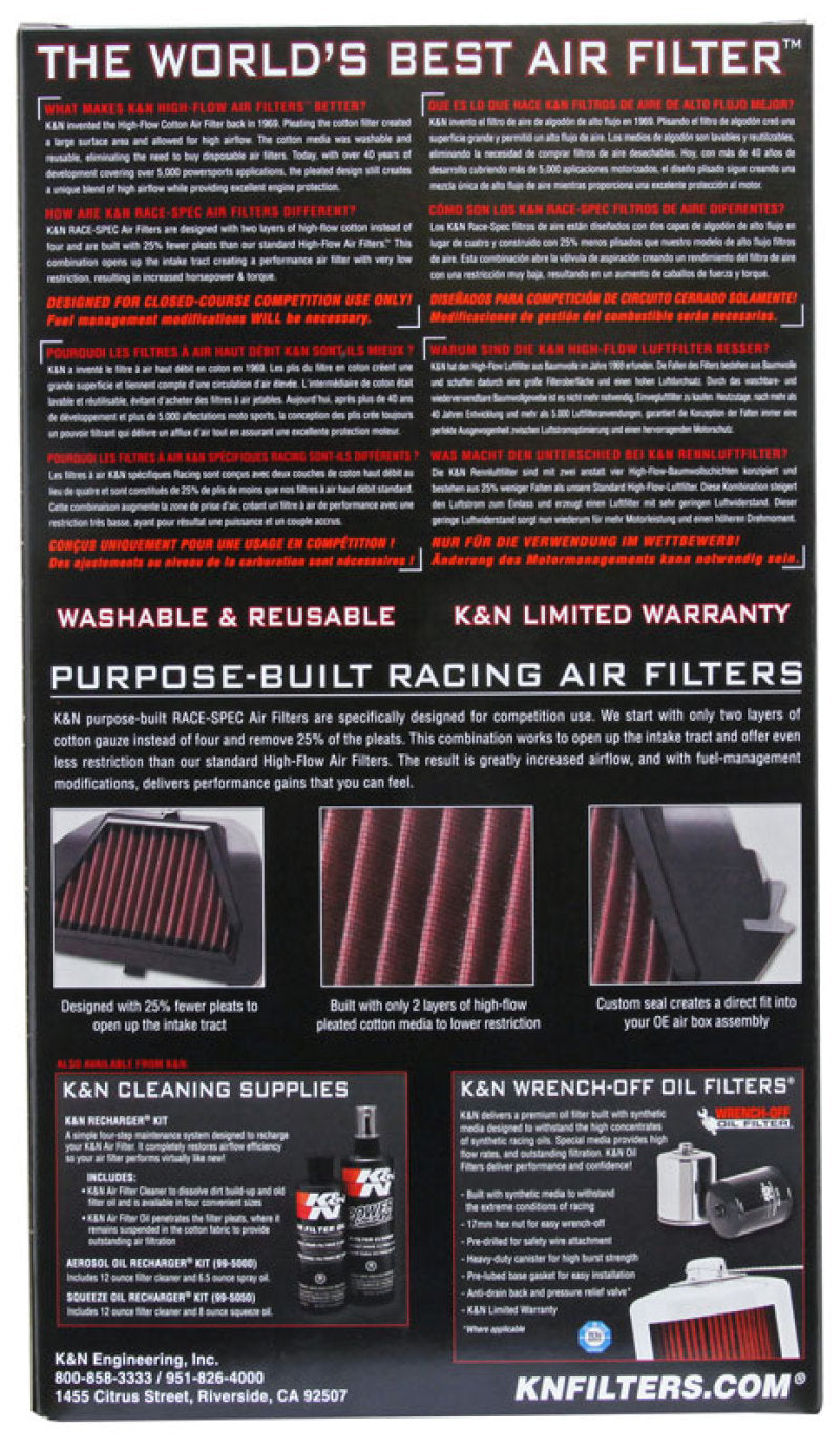 K&N 08-13 Yamaha YZF R6 599 Replacement Air Filter - Race Specific YA-6008R