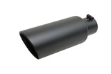 Gibson Round Dual Wall Angle-Cut Tip - 4in OD/3in Inlet/12in Length - Black Ceramic 500427-B