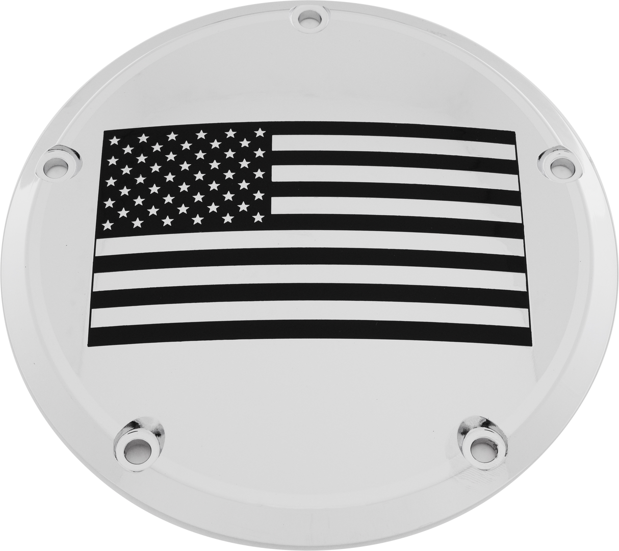 CUSTOM ENGRAVING 7   M8 Flt/Flh Derby Cover American Flag Chrome PATR21-46