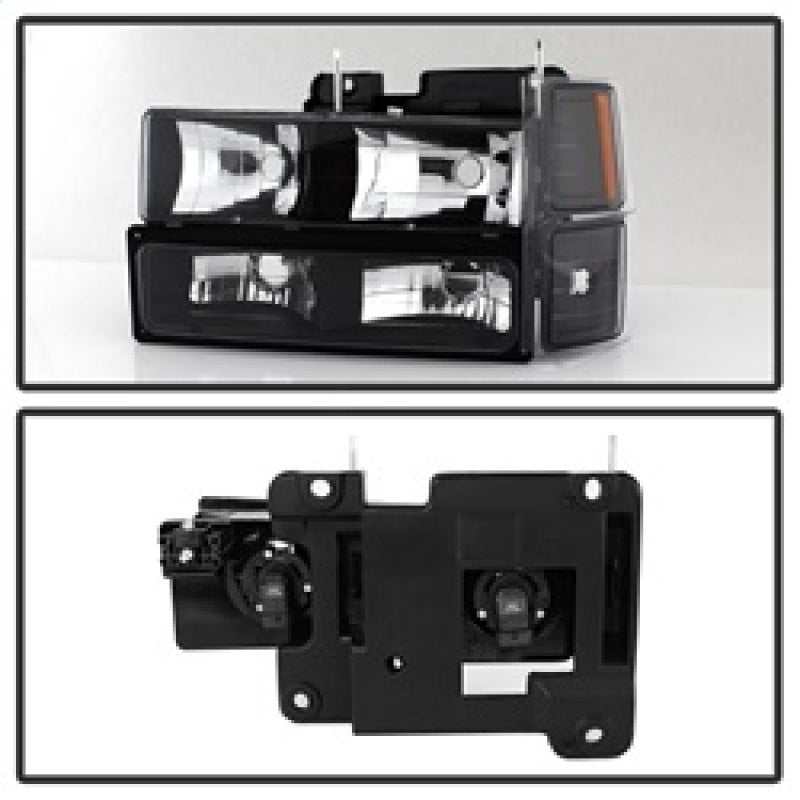 Xtune Chevy Suburban 94-98 Headlights w/ Corner & Parking Lights 8pcs Black HD-JH-CCK88-AM-BK-SET 5072221