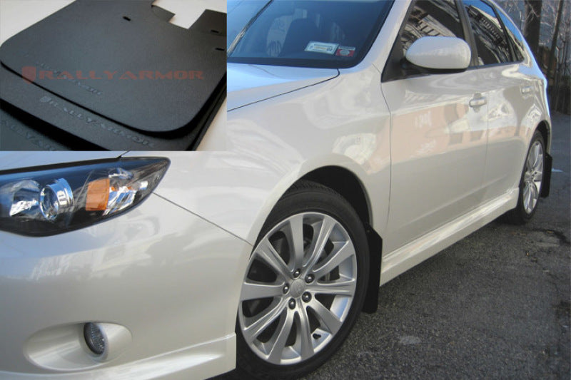 Rally Armor 08-10 WRX (hatch & sedan) / 08-11 Subaru 2.5i Basic Black Mud Flap w/ Black Logo MF6-BAS-BLK
