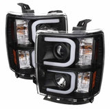 Spyder Chevy Silverado 1500 14-16 Projector Headlights Light Bar DRL Blk PRO-YD-CS14-LBDRL-BK 5079473