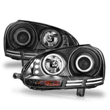 ANZO 2006-2009 Volkswagen Rabbit Projector Headlights w/ Halo Black (CCFL) 121345