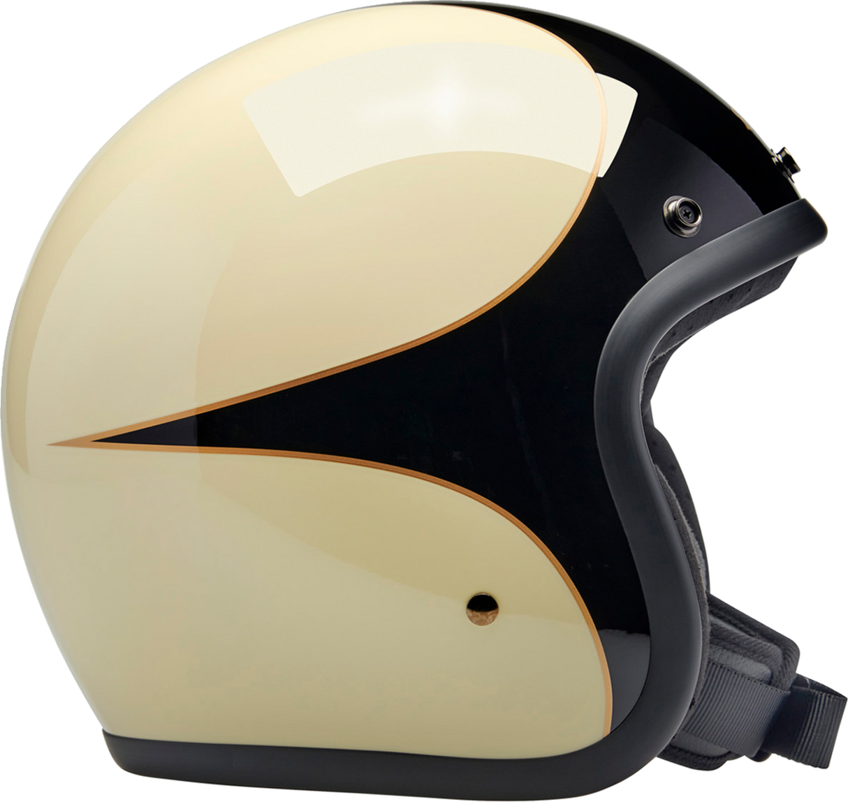 BILTWELL Bonanza Helmet - Gloss Vintage White/Black Scallop - Small 1001-559-202