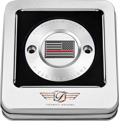 FIGURATI DESIGNS Timing Cover - 2 Hole - American - Red Line - Stainless Steel FD73-TC-2H-SS