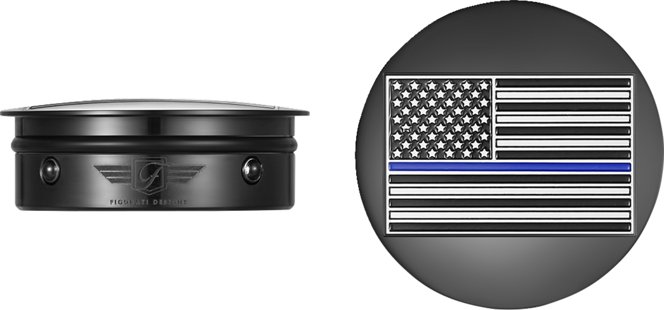 FIGURATI DESIGNS Swing Arm Covers - Blue Line American Flag - Custom - Black - Reversed FD71-AFBL-BLK