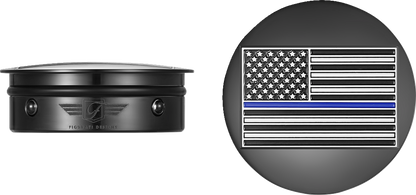 FIGURATI DESIGNS Swing Arm Covers - Blue Line American Flag - Custom - Black - Reversed FD71-AFBL-BLK