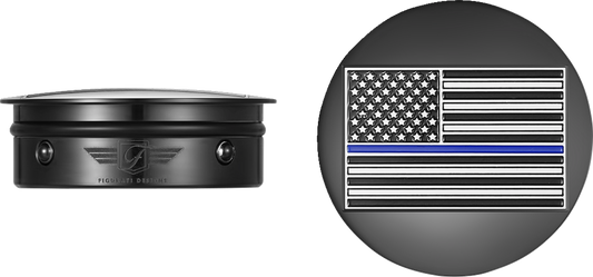 FIGURATI DESIGNS Swing Arm Covers - Blue Line American Flag - Custom - Black - Reversed FD71-AFBL-BLK