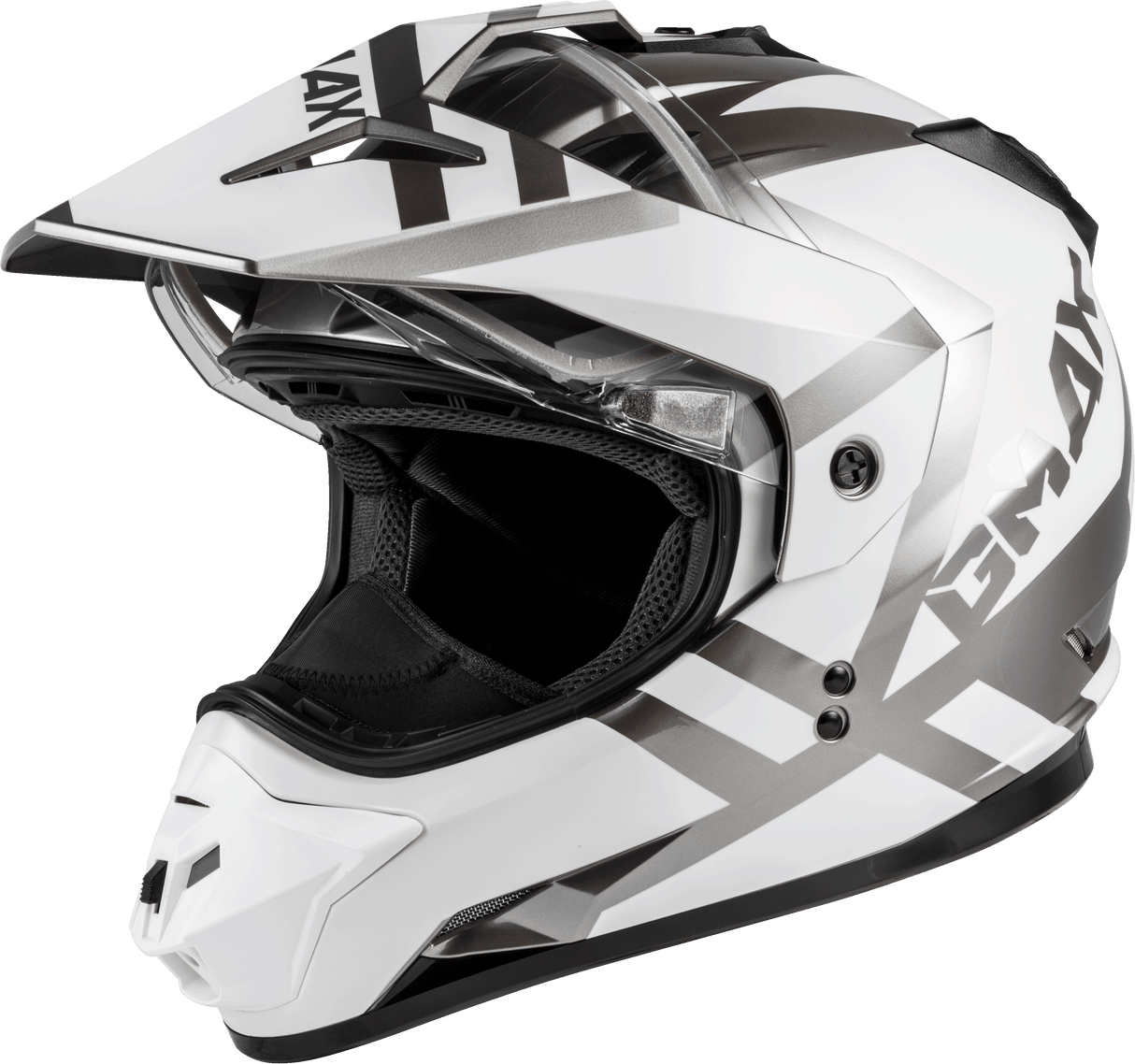 GMAX Gm-11s Dual-Sport Trapper Snow Helmet White/Silver Sm G2113014