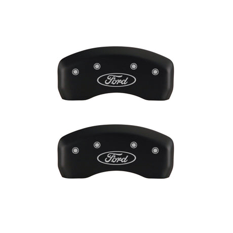 MGP 4 Caliper Covers Engraved Front & Rear Oval logo/Ford Red finish silver ch 10220SFRDRD