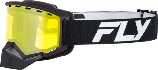 FLY RACING Focus Snow Goggle Black/White W/ Yellow Lens