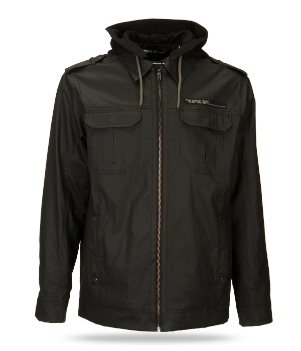 FLY RACING Waxed Jacket W/Hood Black Sm 354-6130S