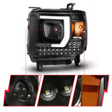 ANZO 2014-2015 Gmc Sierra 1500HD Projector Plank Style Headlight Black W/ Drl 111450