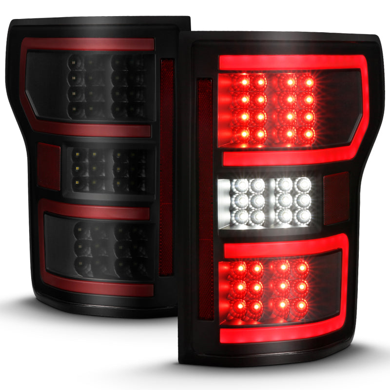 ANZO 18-19 Ford F-150 LED Taillight Black Housing Clear Lens Red Light Bar W/Sequential 311314