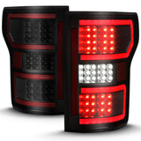ANZO 18-19 Ford F-150 LED Taillight Black Housing Clear Lens Red Light Bar W/Sequential 311314
