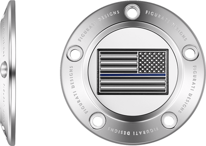 FIGURATI DESIGNS Timing Cover - 5 Hole - American - Blue Line - Stainless Steel FD70-TC-5H-SS