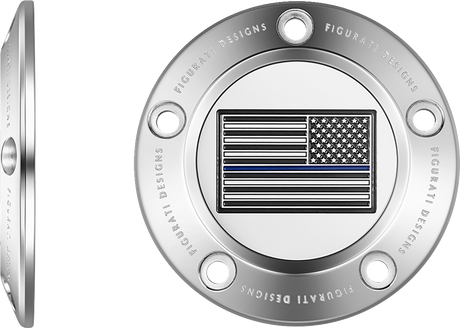 FIGURATI DESIGNS Timing Cover - 5 Hole - American - Blue Line - Stainless Steel FD70-TC-5H-SS