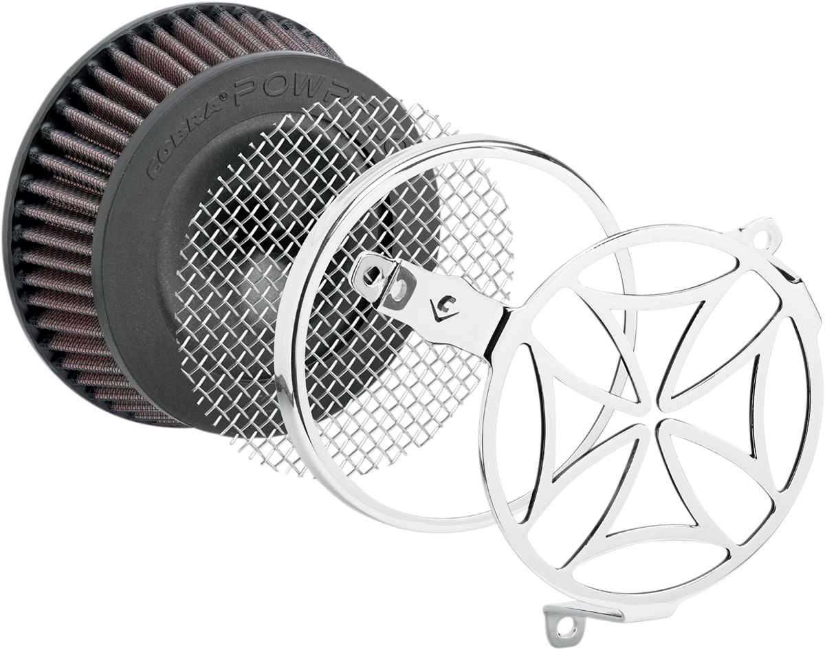 COBRA Air Filter - Cross - XL - Chrome 606-0103-02-SB