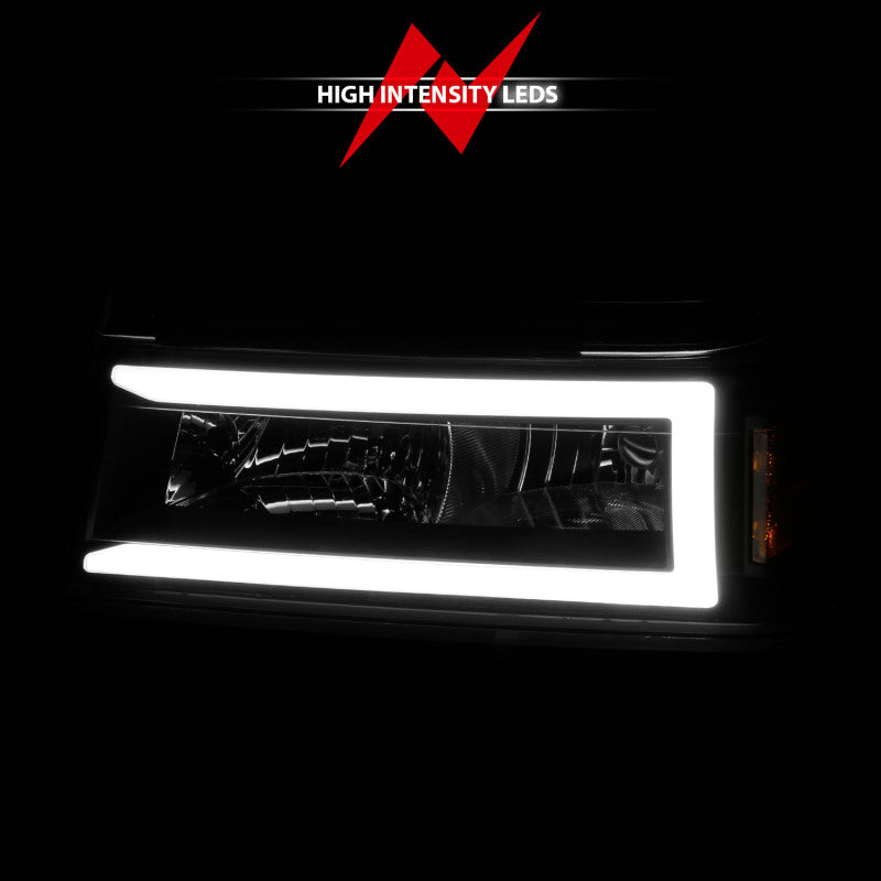 ANZO 04-12 GM Colorado/Canyon/I-Series Crystal Headlights - w/ Light Bar Black Housing 4pcs 111558