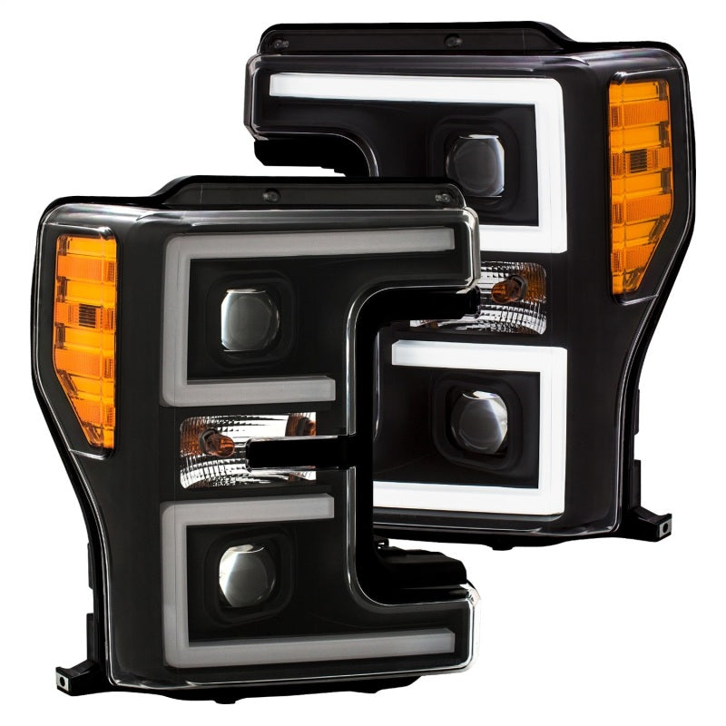 ANZO LED Headlights 17-18 Ford F-250 Super Duty Plank-Style L.E.D. Headlight Black (Pair) 111388