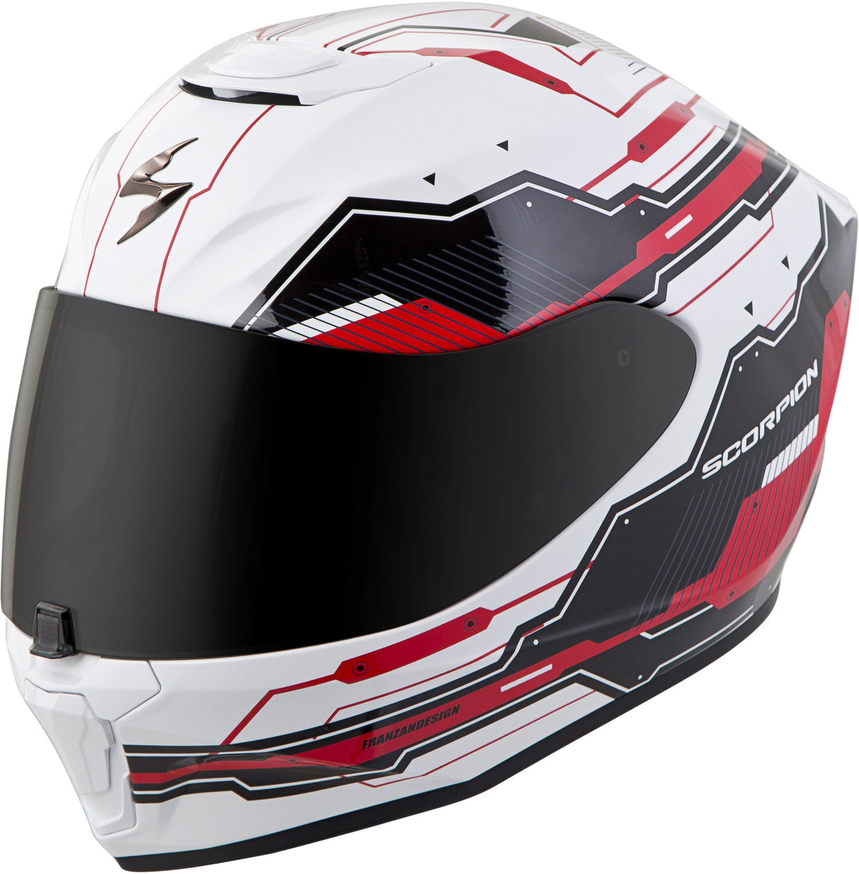 SCORPION EXO Exo-R420 Full-Face Helmet Techno White/Red 2x 42-1037