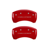 MGP 4 Caliper Covers Engraved Front & Rear Block/Challenger Red finish silver ch 12181SCLBRD