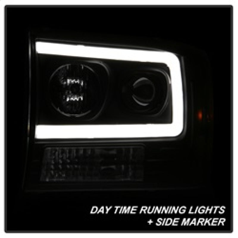 Spyder 99-04 Ford F250 Super Duty Projector Headlights - Light Bar - Black PRO-YD-FF25099V2-LB-BK 5084491