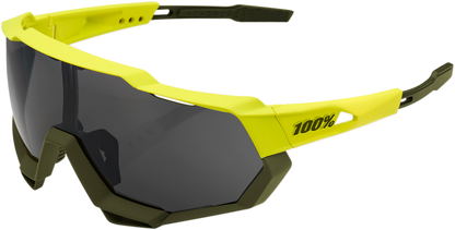 100% Speedtrap Sunglasses - Yellow - Black Mirror Lens 61023-004-61