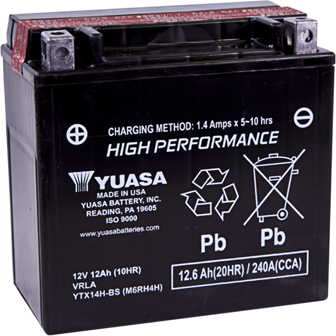 YUASA AGM Battery - YTX14H-BS .69L YUAM6RH4H