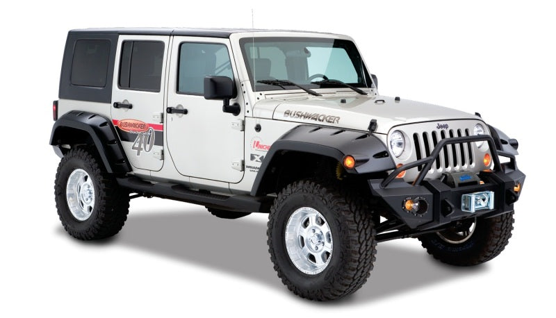 Bushwacker 07-18 Jeep Wrangler Unlimited Max Pocket Style Flares 2pc Extended Coverage - Black 10044-02