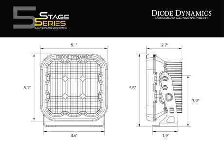 Diode Dynamics SS5 LED Pod Pro - Yellow Driving (Pair) DD6783P