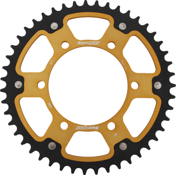 SUPERSPROX Rear Stealth Sprocket Alu/Stl 47t-520 Gld Hon/Kaw/Yam RST-486-47-GLD