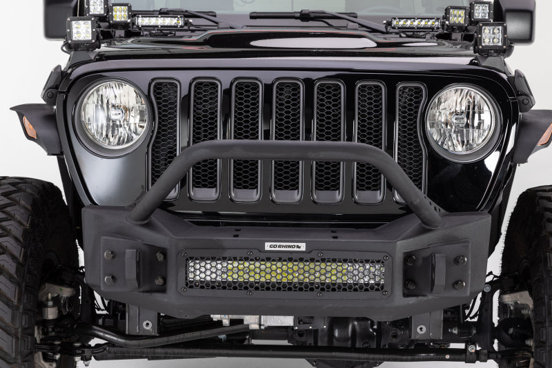 Go Rhino 07-20 Jeep Wrangler JL/JLU/JK/JKU/Gladiator JT Rockline Front Stubby Bumper w/ Overrider 331101T