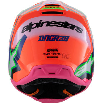 ALPINESTARS Youth SM3 Helmet - Deegan - Gloss Orange Fluo/Purple/Pink Fluo - Large  8301425-433-YL