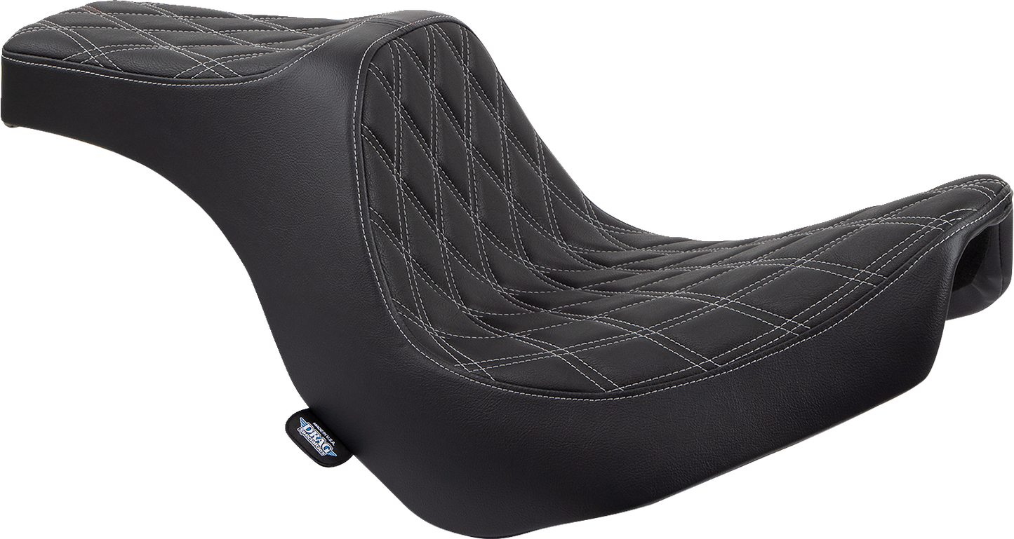 DRAG SPECIALTIES Predator III Seat - Double Diamond - Black w/ Silver Stitching - FL/FX '18-'22 0802-1493