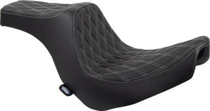 DRAG SPECIALTIES Predator III Seat - Double Diamond - Black w/ Silver Stitching - FL/FX '18-'22 0802-1493