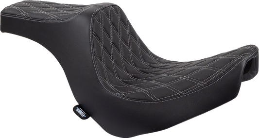 DRAG SPECIALTIES Predator III Seat - Double Diamond - Black w/ Silver Stitching - FL/FX '18-'22 0802-1493