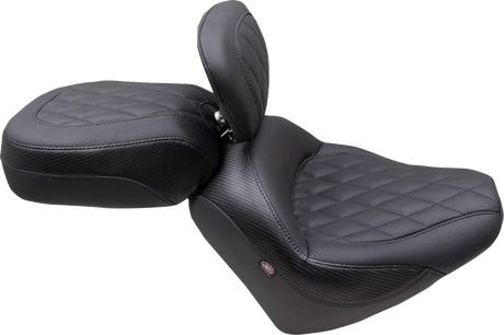 MUSTANG Solo Touring Seat - w/ Driver Backrest - Black - Diamond Stitch - Chief '22-'23 89740