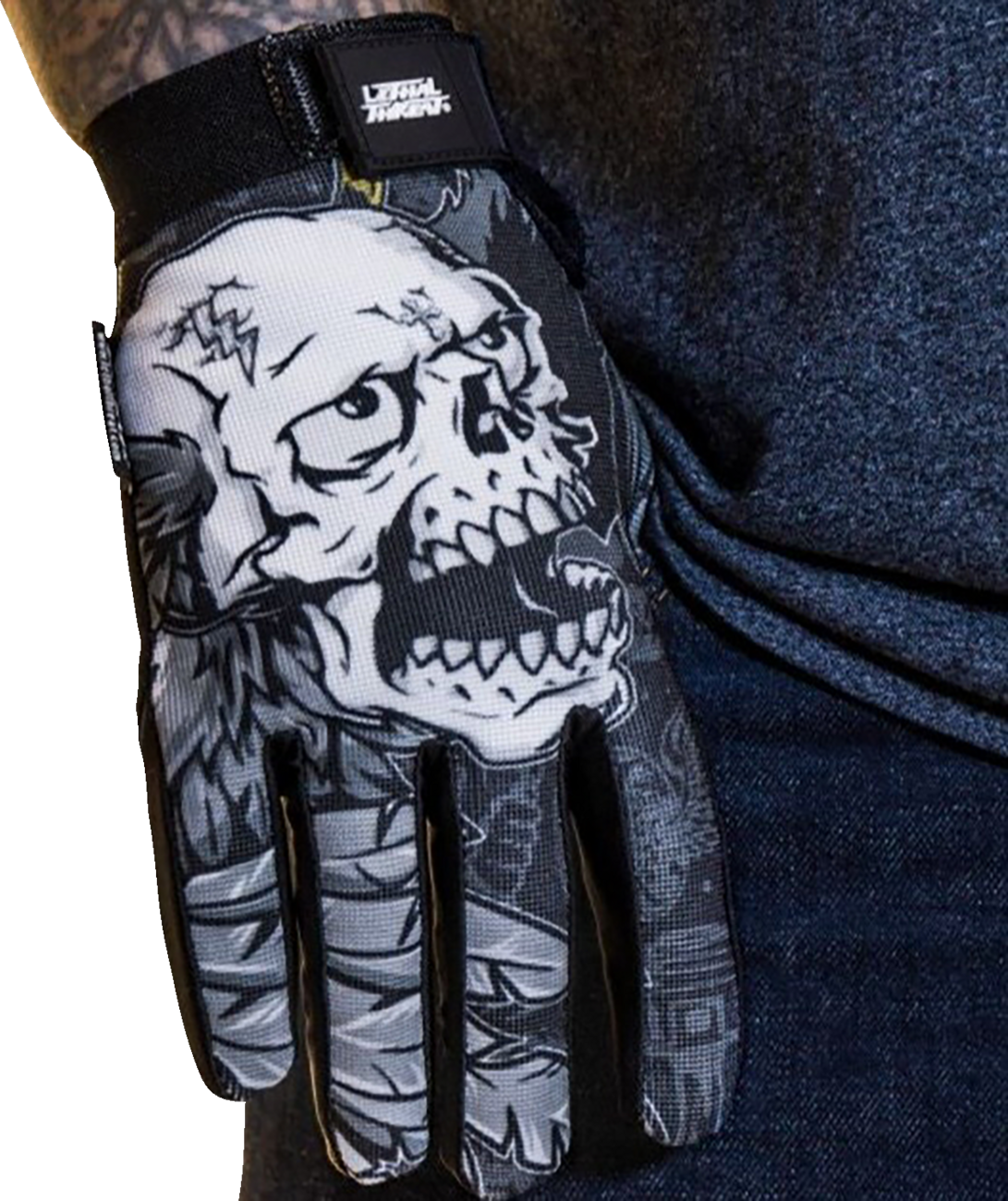 LETHAL THREAT Good N Evil Skulls Gloves - Black - XL GL15021XL