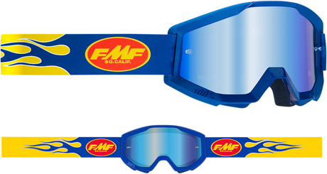 FMF PowerCore Goggles - Flame - Navy - Blue Mirror F-50051-00007 2601-3008